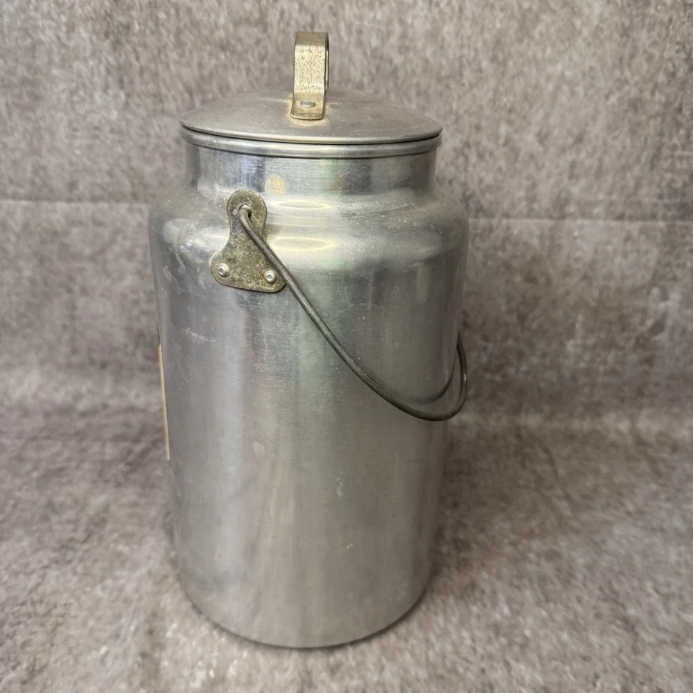 Vintage Leyse Priscilla Ware Aluminum 4 Quart 1 Gallon Milk Can Lid Wire Handle
